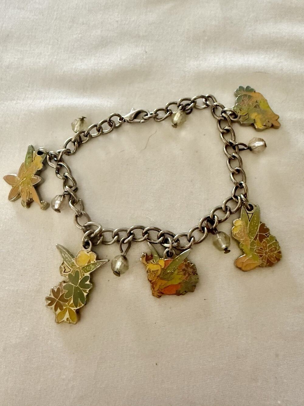 Disney Tinkerbell Charm Bracelet Silver Tone